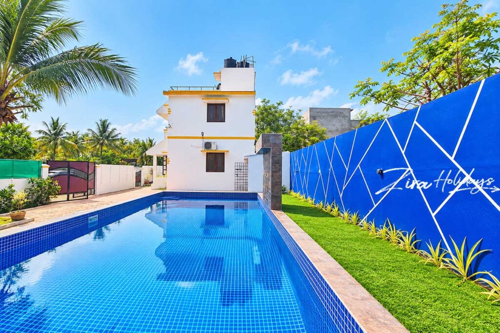 Private pool villa in Perur ECR with waterfall feature