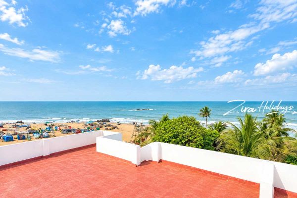 Regent Beach House terrace with beach view in Kovalam